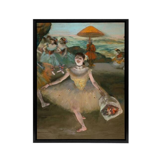 "Artery8 Dancer with Bouquet Bowing Edgar Degas Vintage Framed Canvas Wall Art - Size: W12"" x H16""" - image 1