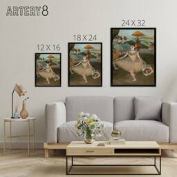 "Artery8 Dancer with Bouquet Bowing Edgar Degas Vintage Framed Canvas Wall Art - Size: W12"" x H16""" - thumbnail 4