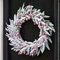 Dibor Hampton Frosted Berries Xmas Wreath Front Door Christmas Wreath 50cm in Green - thumbnail 2