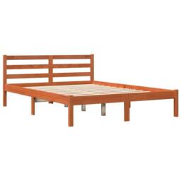 Berkfield Home Bed Frame without Mattress Wax Brown 135x190 cm Double Solid Wood Pine - thumbnail 3