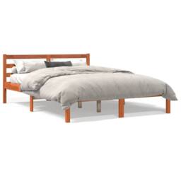 Berkfield Home Bed Frame without Mattress Wax Brown 135x190 cm Double Solid Wood Pine - thumbnail 1