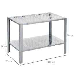 NESTLUNE 2-Tier Plant Stand Storage Organizer Steel Display Shelf in Grey - Size: 100 cm x 15 cm - thumbnail 2