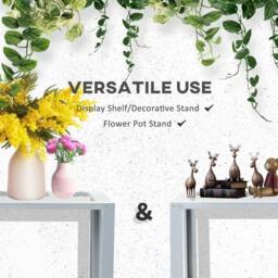 NESTLUNE 2-Tier Plant Stand Storage Organizer Steel Display Shelf in Grey - Size: 100 cm x 15 cm - thumbnail 3