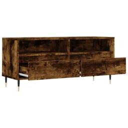 Berkfield Home TV Cabinet Smoked Oak 100x34.5x44.5 cm Engineered Wood in Brown - thumbnail 6