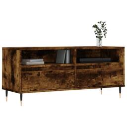 Berkfield Home TV Cabinet Smoked Oak 100x34.5x44.5 cm Engineered Wood in Brown - thumbnail 3