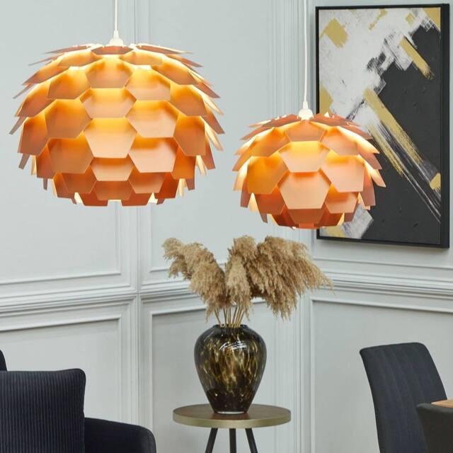 Wyld and Coco Copper Pine Cone Pendant Lamp with Globe Shade - image 1