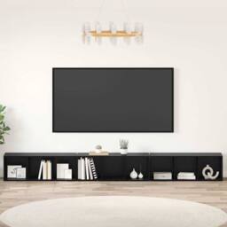 Berkfield Home TV Cabinet 3 pcs Black oak 37 x 35 x 107.5 cm Engineered wood - thumbnail 2