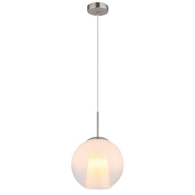 Netlighting Barry 25cm Dome Pendant Nickel Matt Ball Opal Glass Shade 1x E27 in Grey - image 1