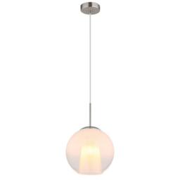 Netlighting Barry 25cm Dome Pendant Nickel Matt Ball Opal Glass Shade 1x E27 in Grey - thumbnail 1
