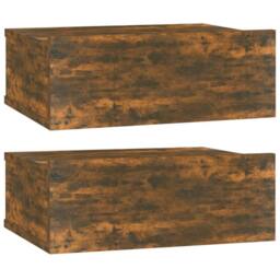 Berkfield Home Floating Nightstands 2 pcs Smoked Oak 40x30x15cm Engineered Wood in Brown - Size: 40 x 30 x 15 cm - thumbnail 2