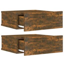 Berkfield Home Floating Nightstands 2 pcs Smoked Oak 40x30x15cm Engineered Wood in Brown - Size: 40 x 30 x 15 cm - thumbnail 6