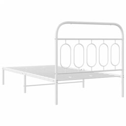 Berkfield Home Metal Bed Frame without Mattress with Headboard White 100x190cm - Size: 100x190 cm - thumbnail 6