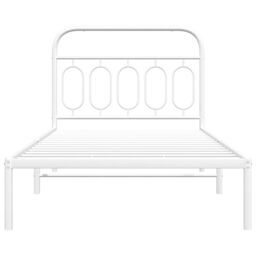 Berkfield Home Metal Bed Frame without Mattress with Headboard White 100x190cm - Size: 100x190 cm - thumbnail 4