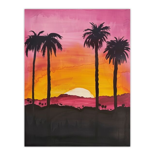 "Artery8 California Sunset Sky Orange Pink Sky Setting Sun Wall Art Print - Size: W12"" x H16""" - image 1