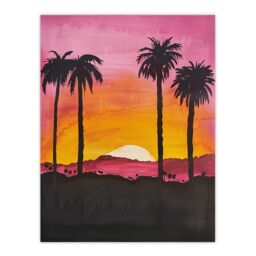 "Artery8 California Sunset Sky Orange Pink Sky Setting Sun Wall Art Print - Size: W12"" x H16""" - thumbnail 1