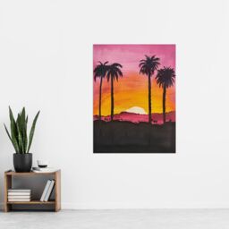 "Artery8 California Sunset Sky Orange Pink Sky Setting Sun Wall Art Print - Size: W12"" x H16""" - thumbnail 4