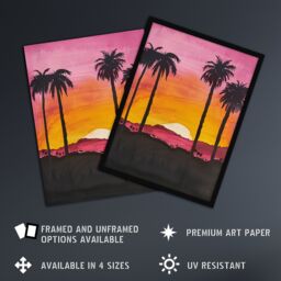 "Artery8 California Sunset Sky Orange Pink Sky Setting Sun Wall Art Print - Size: W12"" x H16""" - thumbnail 2