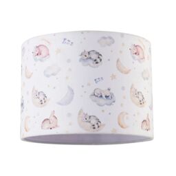 Happy Homewares Fun & Cosy Baby Velvet Lamp Shade with Stars Clouds & Animals in White - Size: 10 inches - thumbnail 1