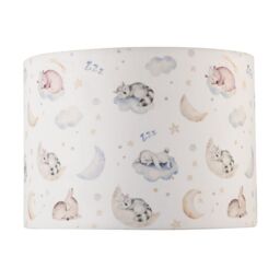 Happy Homewares Fun & Cosy Baby Velvet Lamp Shade with Stars Clouds & Animals in White - Size: 10 inches - thumbnail 4