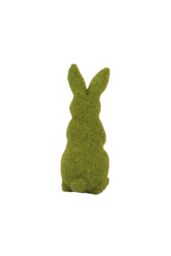 Living and Home Flocked Standing Rabbit Garden Ornament Resin Bunny for Lawn, Patio & Outdoor Decor in Green - thumbnail 4