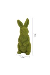 Living and Home Flocked Standing Rabbit Garden Ornament Resin Bunny for Lawn, Patio & Outdoor Decor in Green - thumbnail 3