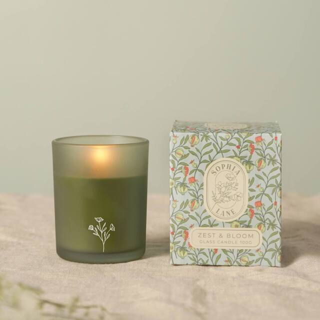 Sophia Lane Zest & Bloom Floral Candle - 100g in Green - image 1