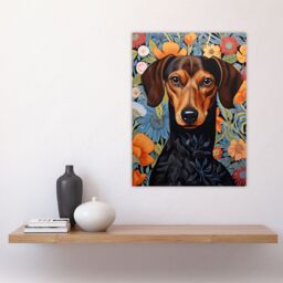 Artery8 Dachshund Dog On Elegant Floral Backdrop William Morris Style Pattern Artwork Large Wall Unframed Art Poster Print Thick Paper 18X24 Inch - thumbnail 4