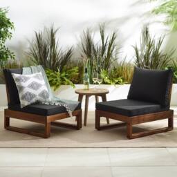 FurnitureboxUK 2x Brisa Wood Garden Chairs Set in Walnut