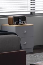 FWStyle 2 Drawer Bedside Chest Matt Grey Oak Top Bedroom Furniture - thumbnail 2