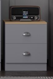 FWStyle 2 Drawer Bedside Chest Matt Grey Oak Top Bedroom Furniture - thumbnail 3