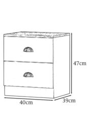 FWStyle 2 Drawer Bedside Chest Matt Grey Oak Top Bedroom Furniture - thumbnail 4