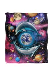 JQ Licensing Royce Mcclure Dolphin Universe Silky Touch Super Soft Throw Blanket 152 X 127 cm in White