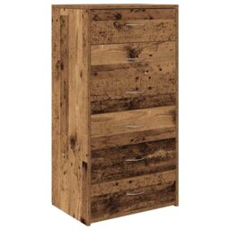 Berkfield Home Sideboard with 6 Drawers Old Wood 50x34x96 cm Engineered Wood in Brown - Size: 50 x 34 x 96 cm - thumbnail 2