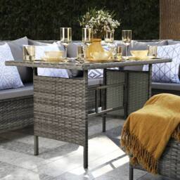 Home Garden Direct Thalia Rattan Corner Garden Sofa Set with Glass Top Table - Grey Rattan Outdoor Furniture with Footstools - thumbnail 3
