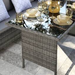 Home Garden Direct Thalia Rattan Corner Garden Sofa Set with Glass Top Table - Grey Rattan Outdoor Furniture with Footstools - thumbnail 5