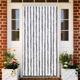 Berkfield Home Insect Curtain Grey & White 100x220 cm Chenille - thumbnail 2