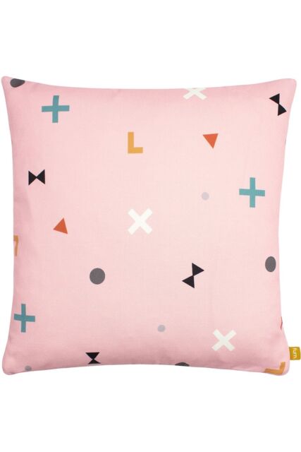 Furn Bitsa Symbol Abstract Cushion in Pink - Size: 43 cm x 43 cm - image 1
