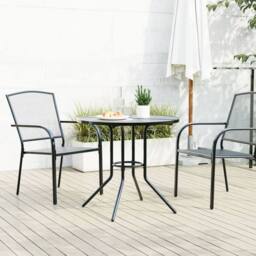Berkfield Home Patio Table Round Anthracite √ò80x72.5 cm Powder-coated Steel in Dark Grey - Size: 80x72.5 cm - thumbnail 1