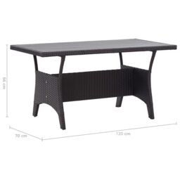 Berkfield Home Garden Table Black 120x70x66 cm Poly Rattan - Size: 120 x 70 x 66 cm - thumbnail 6