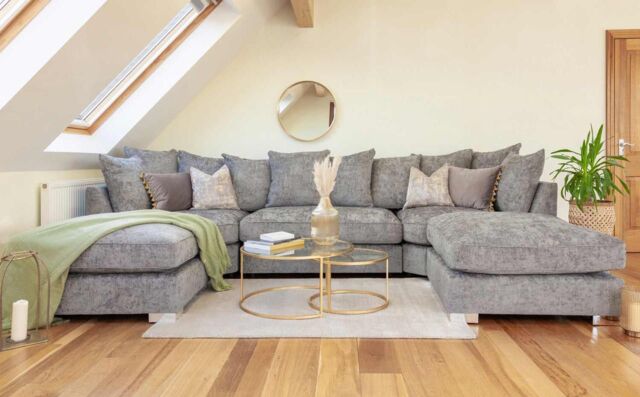 Snugg Furniture UK Limited London U Shape Scatter Back Corner Sofa in Light Beige - image 1