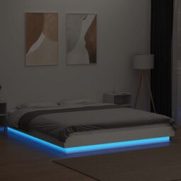 Berkfield Home Bed Frame with LED Lights without Mattress White 160x200cm - Size: 160x200 cm - thumbnail 4
