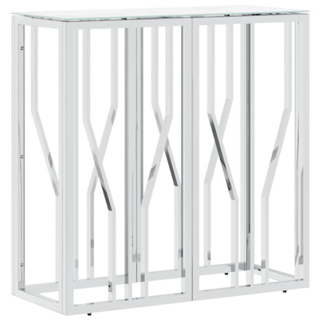 Berkfield Home Console Table Silver 70x30x70 cm Stainless Steel & Glass - Size: 70 x 30 x 70 cm - image 1