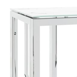 Berkfield Home Console Table Silver 70x30x70 cm Stainless Steel & Glass - Size: 70 x 30 x 70 cm - thumbnail 5