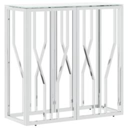 Berkfield Home Console Table Silver 70x30x70 cm Stainless Steel & Glass - Size: 70 x 30 x 70 cm - thumbnail 1