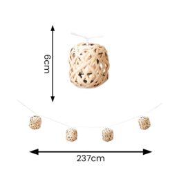 ValueLights Rattan Wicker Ball 10 x Battery Operated Outdoor Garden String Lights in Light Brown - thumbnail 4
