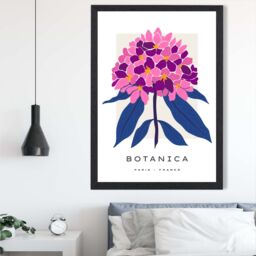 ARTZE Pink & Blue Hydrangea Flower Market Gallery Framed Print SIZE: A3 with Black Frame in Mid Blue - Size: A4 - thumbnail 2