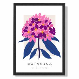 ARTZE Pink & Blue Hydrangea Flower Market Gallery Framed Print SIZE: A3 with Black Frame in Mid Blue - Size: A4 - thumbnail 1