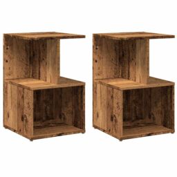 Berkfield Home Bedside Cabinets 2 pcs Old Wood 35x35x55 cm Engineered Wood in Brown - Size: 35 x 35 x 55 cm - thumbnail 2