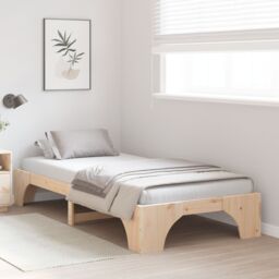 Berkfield Home Natural Bed Frame Natural wood Solid Pine wood 75 x 190 cm Simple in Brown - thumbnail 5