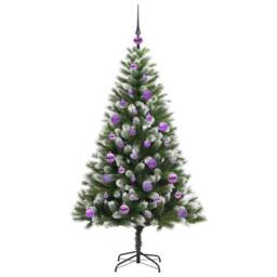 Berkfield Home Lush Artificial Hinged Christmas Tree with Flocked Snow 150 cm in Green - thumbnail 4